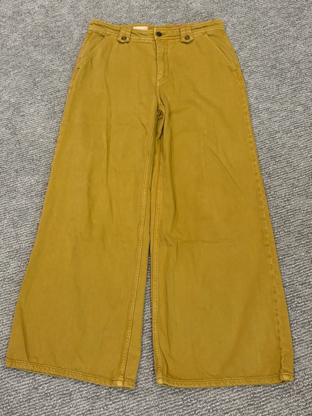 Pilcro Wide Leg Pants in Mustard Yellow